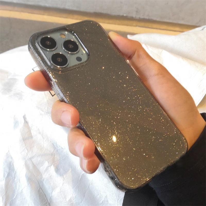 Translucent Black Thin Flash Suitable for Apple 16promax Mobile Phone Case Iphone15 Soft 11 High End 13 Silicone 14 Simple