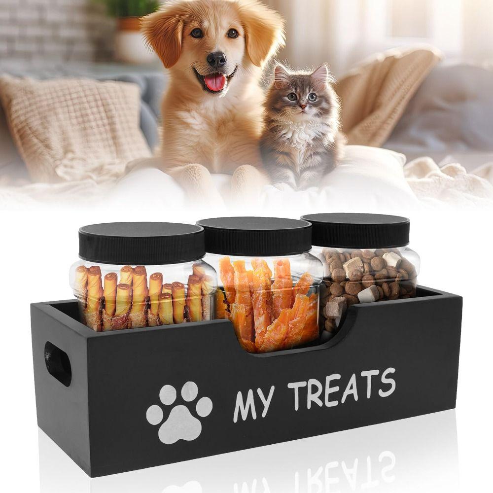 Reusable Pet Food Container Wooden Food Storage Container  Countertop Organization