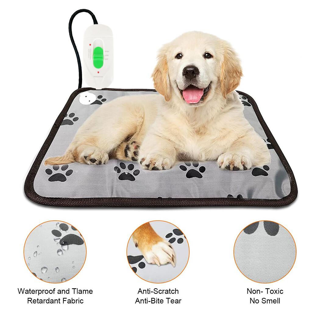 Pet Heating Pad Electric Heat Mat for Cat Dog Puppy Whelping UK, 45x45 cm 20W / 70x45 cm 30W, Oxford Cloth Leather, 3 Gears