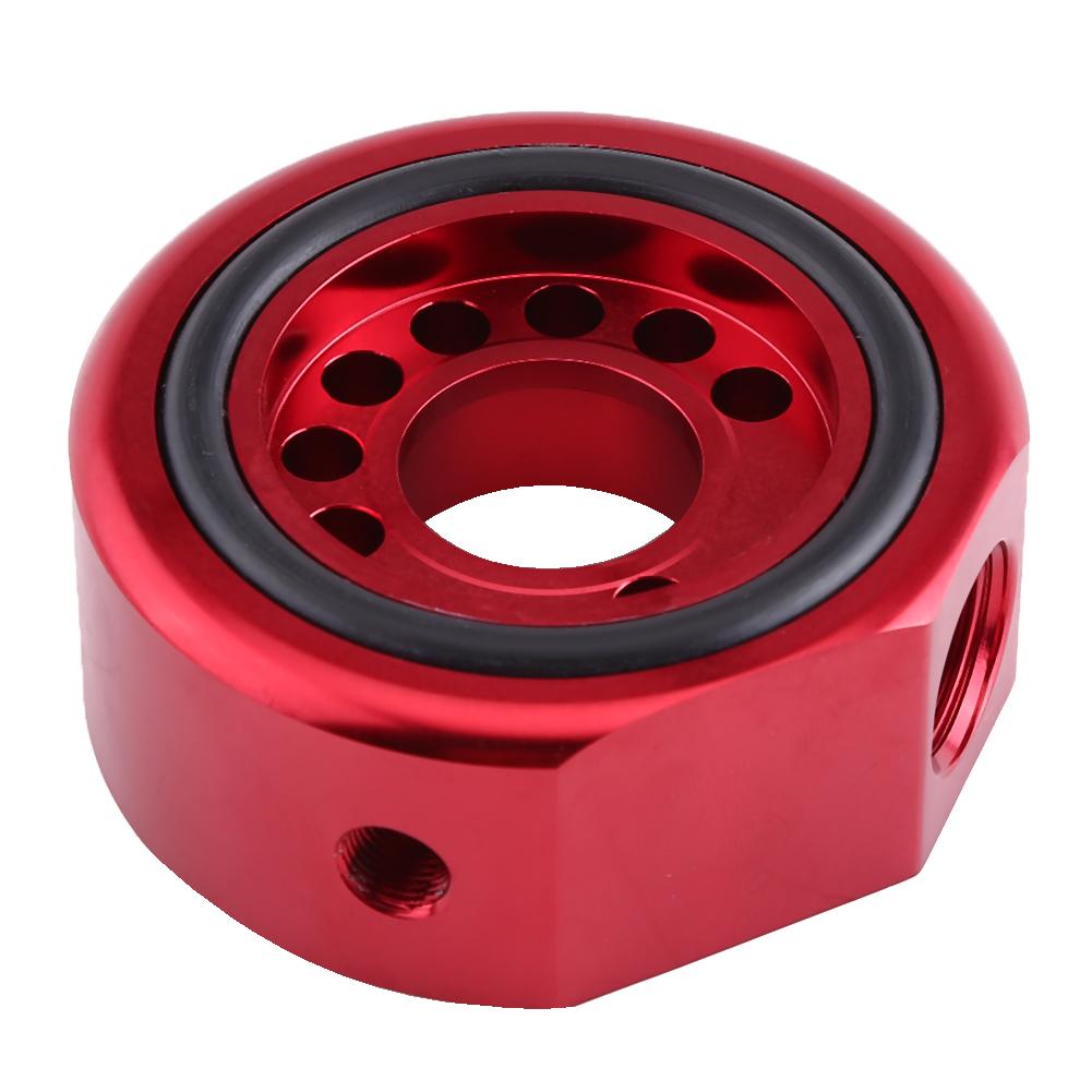 Car Engine Oil Supply Oil Filter Sandwich Plate Cooler Adapter Kit for Honda Acura LS B20 Red