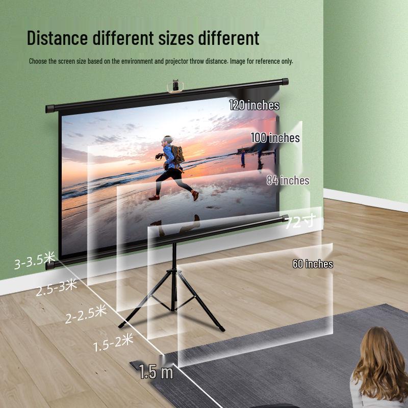 Home Floor-Standing Outdoor Projector Screen with Adjustable Bracket Pole