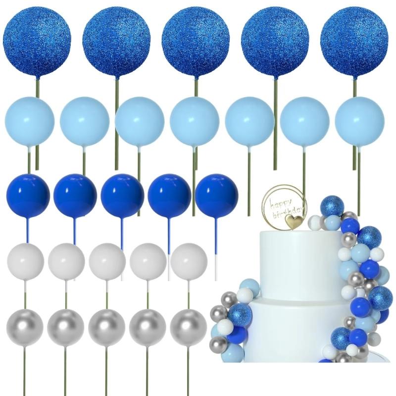 

Set of 50 Cake Decoration Set Round Shape Cake Toppers Party Food Picks Foam Texture Suitable for Holiday Celebration синій/глибокий