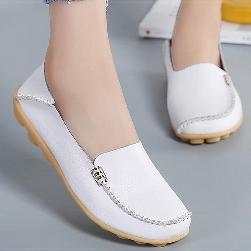 fashion Women Shoes Soft Leather Zapatos Mujeres Their Flat Shoes Women Slip On Loafers Women's Comfortable Causal Flats Female Footwear