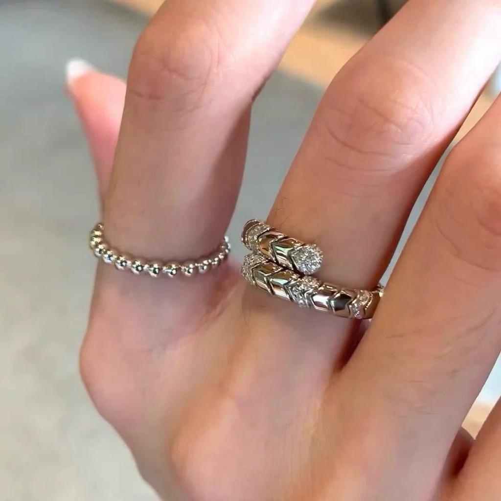 """Tři sny hadího omotání"" Hadí tvarovaný prsten s rozbitým diamantem Otevírací Módní Pokročilý smysl Všestranný Niche prsten Dámský styl lehké luxusu"