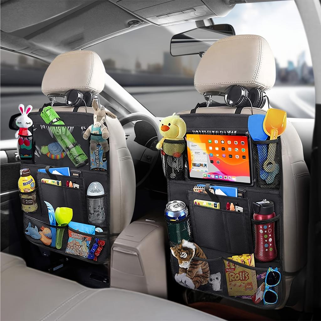 1pc Car Seat Back Organizer - Oxford Cloth Storage Bag with Tablet Stand, Cup Holder, Mesh Pocket, Easy Install & Remove, Car Seat Back Organizer