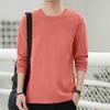 Men Tops Round Neck Long Sleeve Autumn Tops Solid Color Thin Bottom Tops Regular Style Casual Pullover Tops
