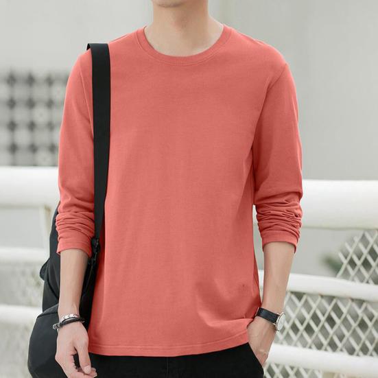 Herren Oberteile Rundhals Langarm Herbst Oberteile Einfarbig Dünne Unterteile Regulärer Stil Lässige Pullover