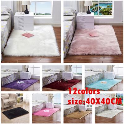 40X40CM Washable Faux Sheepskin Chair Cover Warm Hairy Wool Carpet Seat Pad Fluffy Area Rug