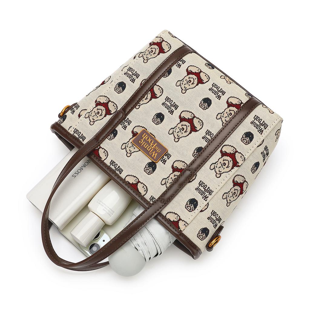 New Disney Winnie The Pooh Series PU Shoulder Bag, Crossbody Bag, Handbag Regular Women's Ecru DHF23881-C1