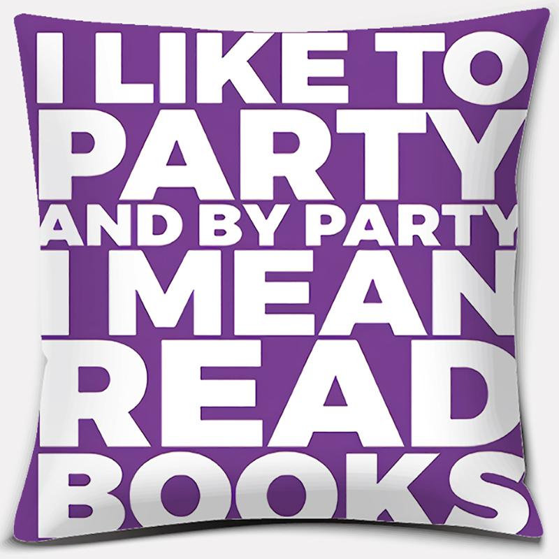 Purple Geometric Flower Text Printing Series Pattern Pillowcase Square Pillowcase Home Office Decoration Pillowcase