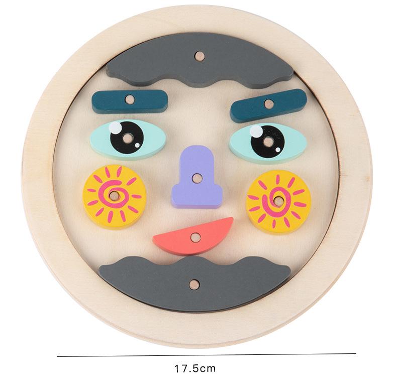 Wooden Children's Facial Expression Puzzle Game