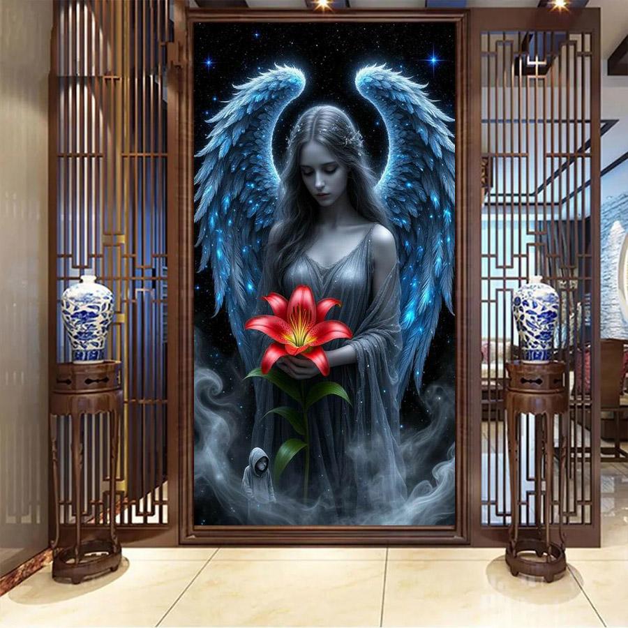 Lily Angel Girl Large Size Diamond Painting New Collection Flowers Diy Full Drill Rhinestone Embroidery Mosaic Cross Stitch Kits