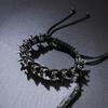 Men's Punk Hip Hop Handmade Woven Alloy Keel Adjustable Size Bracelet Fashion Woven Hand Chain Punk Dark Style Accessory