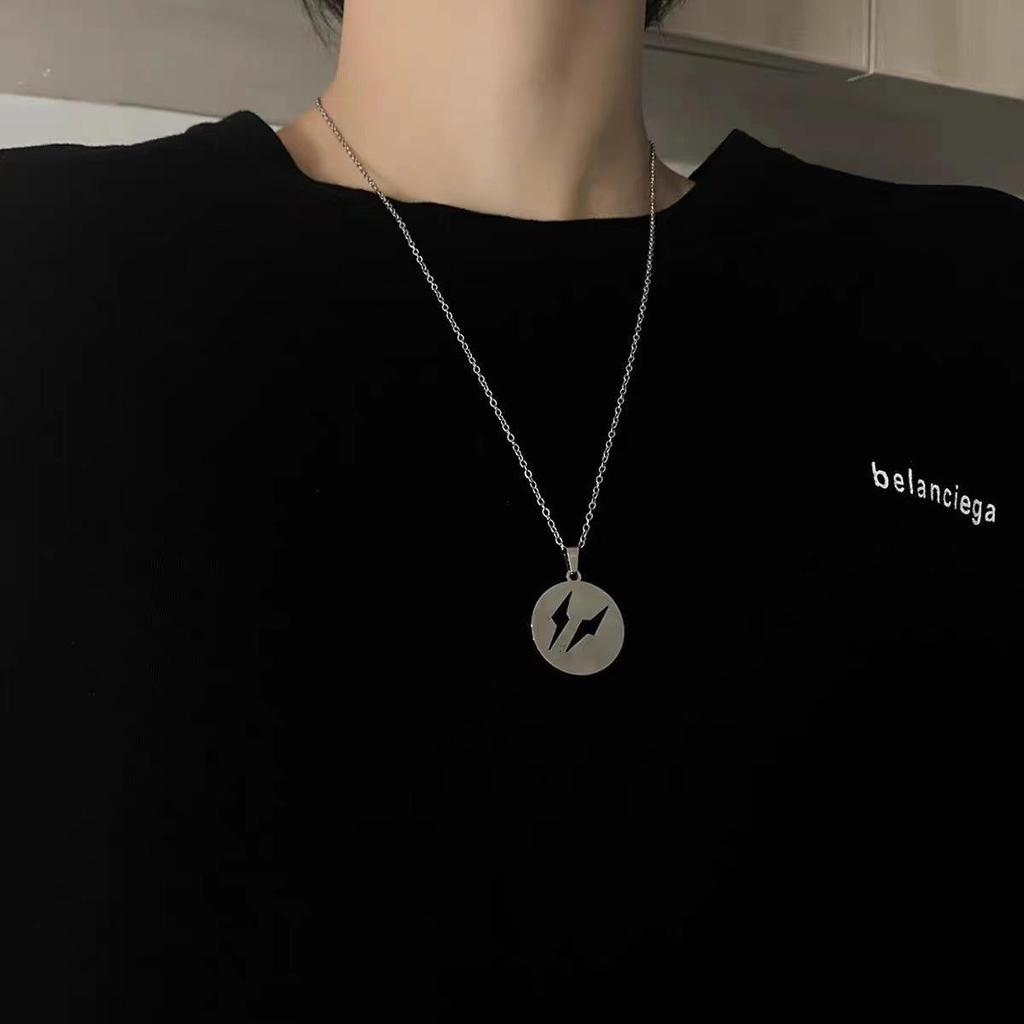 Men's Durable Titanium Steel Cuban Chain Necklace with Zircon Pendant