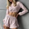 2026 Spring & Autumn New Arrival, European & American Style Jacquard Waist-tight Pajama Set, Sexy Slim-fit Shorts Loungewear for Women
