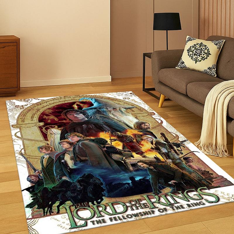 Movie L-Lord of The Rings H-Hobbit Carpet Rug for Bedroom Living Room Sofa Playroom Doormat Home Decor,Kid Area Rug Non-slip