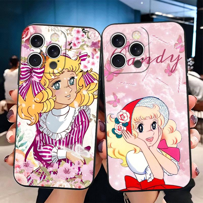 Anime Candy Candy Soft Phone Case for iPhone 16 16E 17 Air 15 Pro Max 14 Plus 13 Mini 11 12 7 Black Cover Back Shell