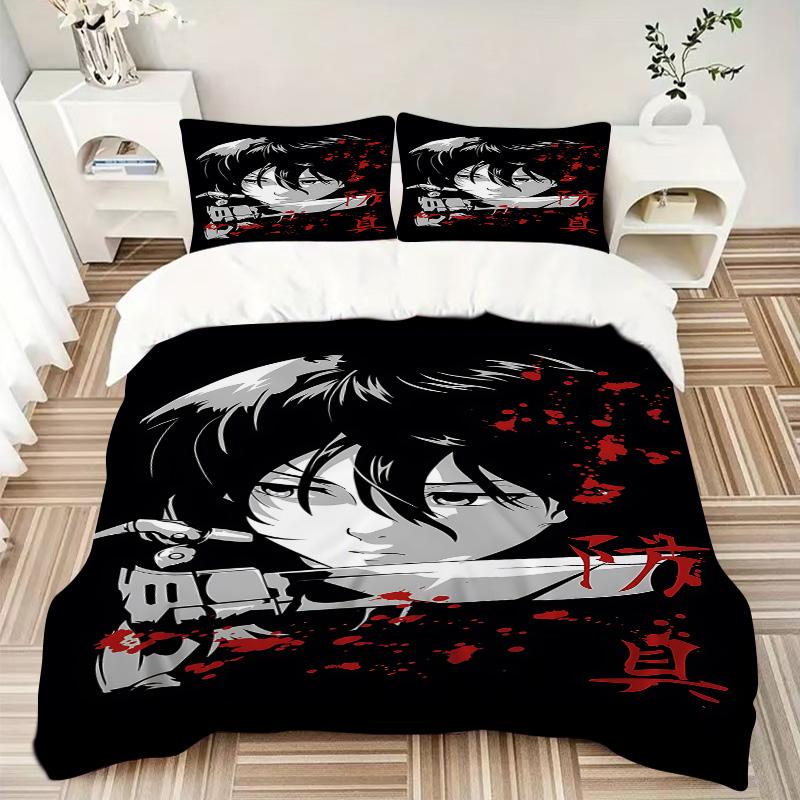 Bloodthirsty Anime Warrior Print 3Pcs Bedding Setduvet Cover With 2 Bedropillowcase Home Birthday Gift