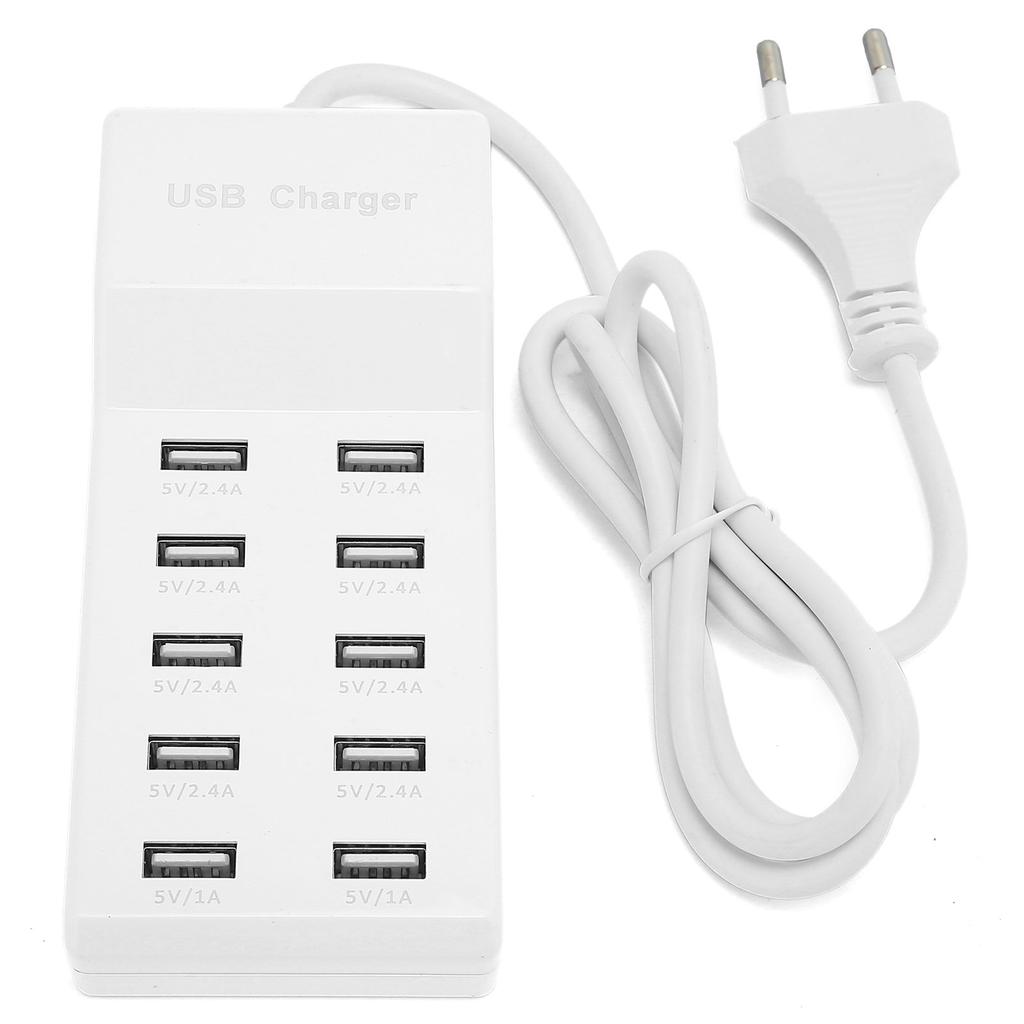 USB Charging Station 10‑Port Wall Power Smart Charger for Multiple Devices