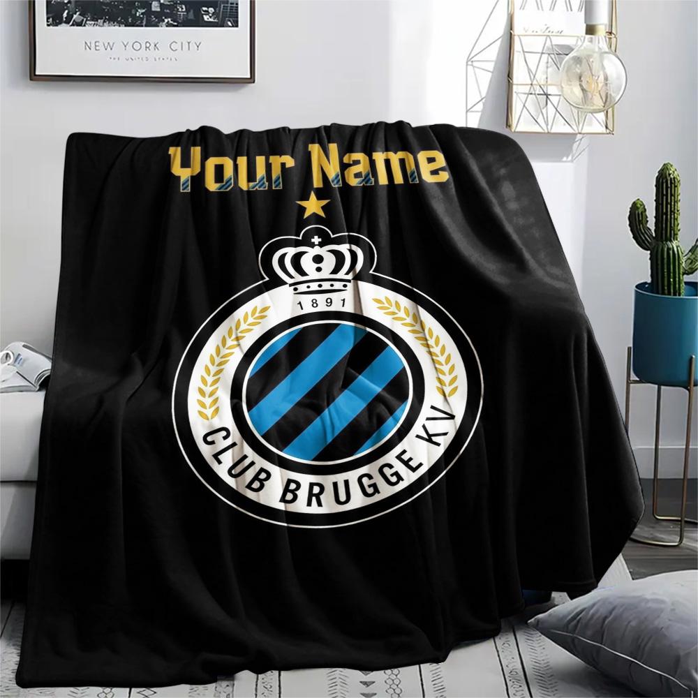 1 Stück Club Brügge Kv Wappen Benutzerdefinierter Name Gemustert Flanelldecke Geeignet für Alle Jahreszeiten Für Heimdekoration Wärme Und Komfort Geschenke Feiertagsgeschenk