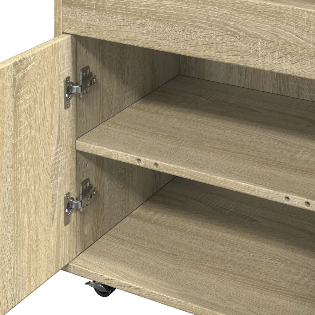 Bar Cart In Sonoma Oak Finish 60 X 39.5 X 89 Cm Engineered Wood