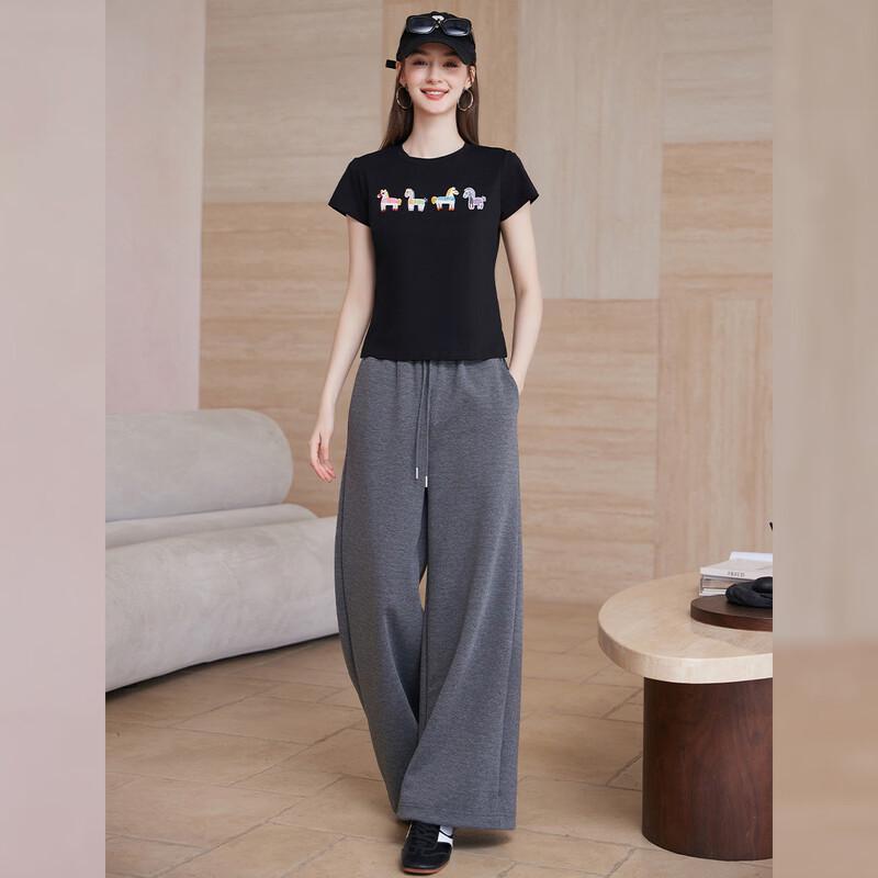 Casual Animal Patch Knit Short Sleeve T-Shirt