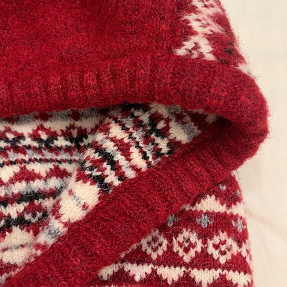 Pullover Hat Jacquard Balaclava Hat Printed Winter Cap Fashion Fair Isle Style Knitted Hat  Outdoor