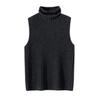 Women's 100% Pure Cashmere Striped Sleeveless Slim-Fit Turtleneck Vest