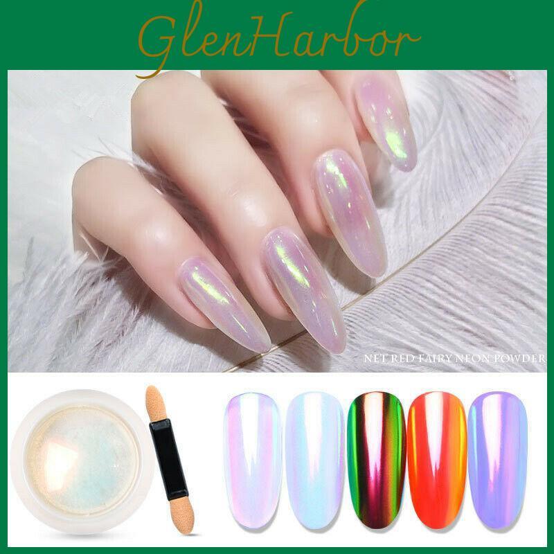 Art Glitter Nail Mirror Chrome Pigment Pearl Shell Mermaid Powder Gel Polish