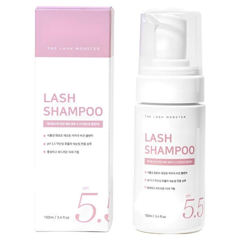 Lash Monster Vegan Lash Shampoo 5.5 Hypoallergenic Mildly Acidic Eyelash Cleanser, 100ml, 1 pcs