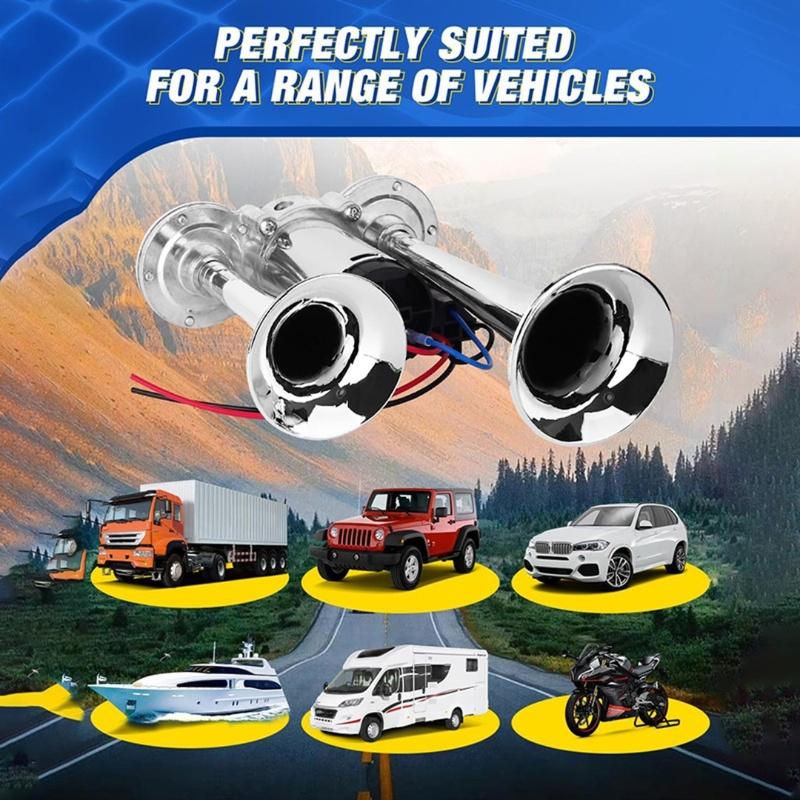 Double tube Integrated Electric Pump Air Horn with Relay 600DB Compressor Integrated Air Horn Car Horn