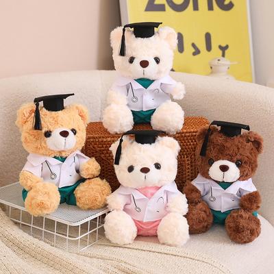 Cute Dr. Bear Doll Plush Teddy Bear Hug Bear Doll Muppet Doll Graduation Gift for Classmates