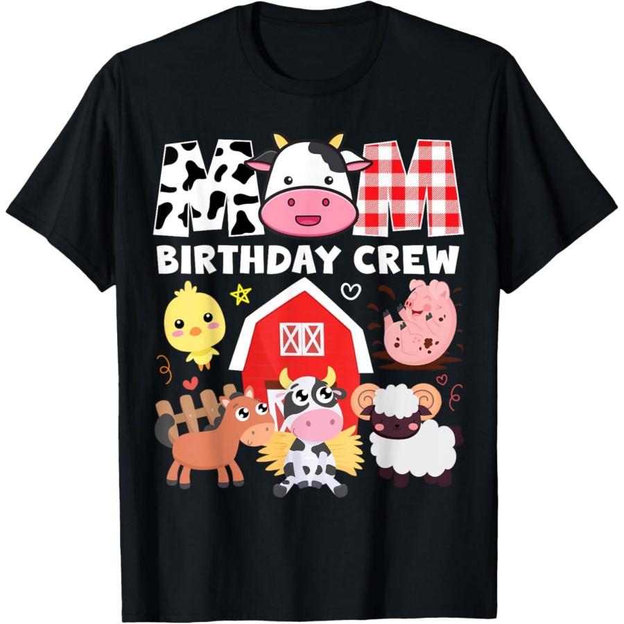 Cow Mom Birthday Crew Farm Theme Animals Kids Birthday Party T-Shirt S