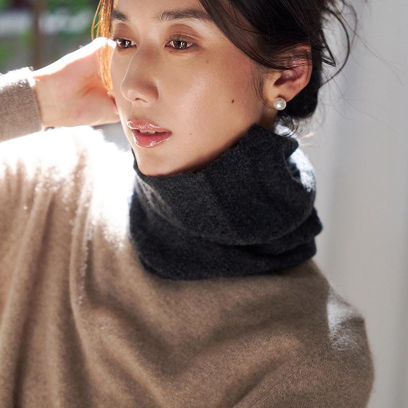 Women's 100% Pure Cashmere Knitted Neck Warmer Scarf - Autumn/Winter Hollow Fashion Style.