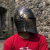Medieval Knight Armet Helmet Brown Blackened Steel Helmet Crusader Style Armor Cosplay LARP Renaissance Faire Collectible