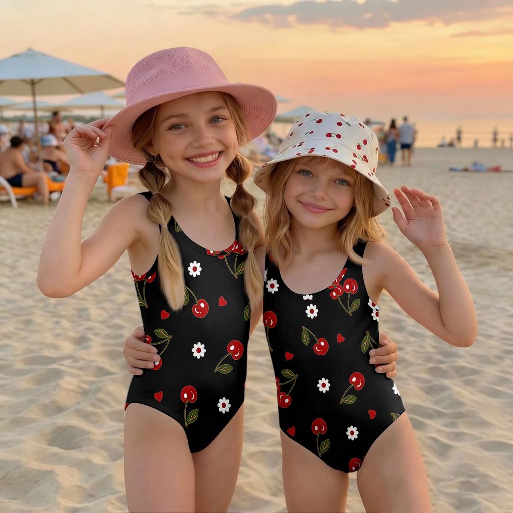Costume da bagno intero per bambina Estate Bambini Stampa Frutta Costumi da bagno Casual Moda Senza maniche Abbigliamento da spiaggia per bambini