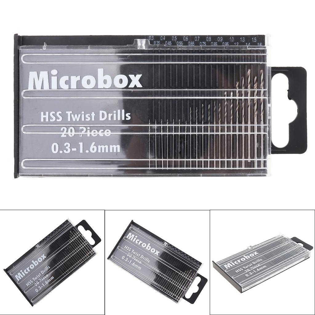 20pcs Precision 0.3-1.6mm Mini Micro HSS Twist Drill Bit Set Drilling Tool E 20pcs Precision 0.3-1.6mm Mini Micro HSS Twist Drill Bit Set Drilling Tool E