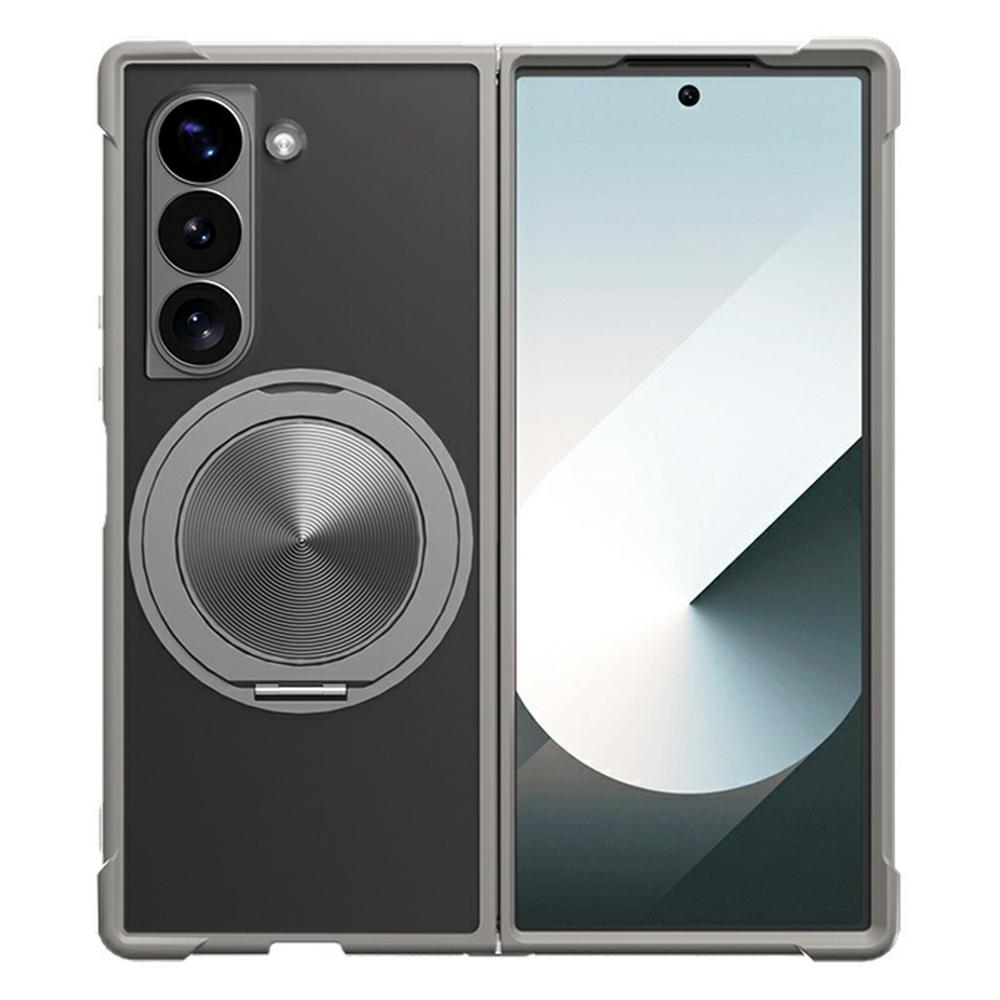 

For Samsung Galaxy Z Fold6 5G Case Compatible with MagSafe CD Vein Kickstand TPU+PC Phone Cover Grey