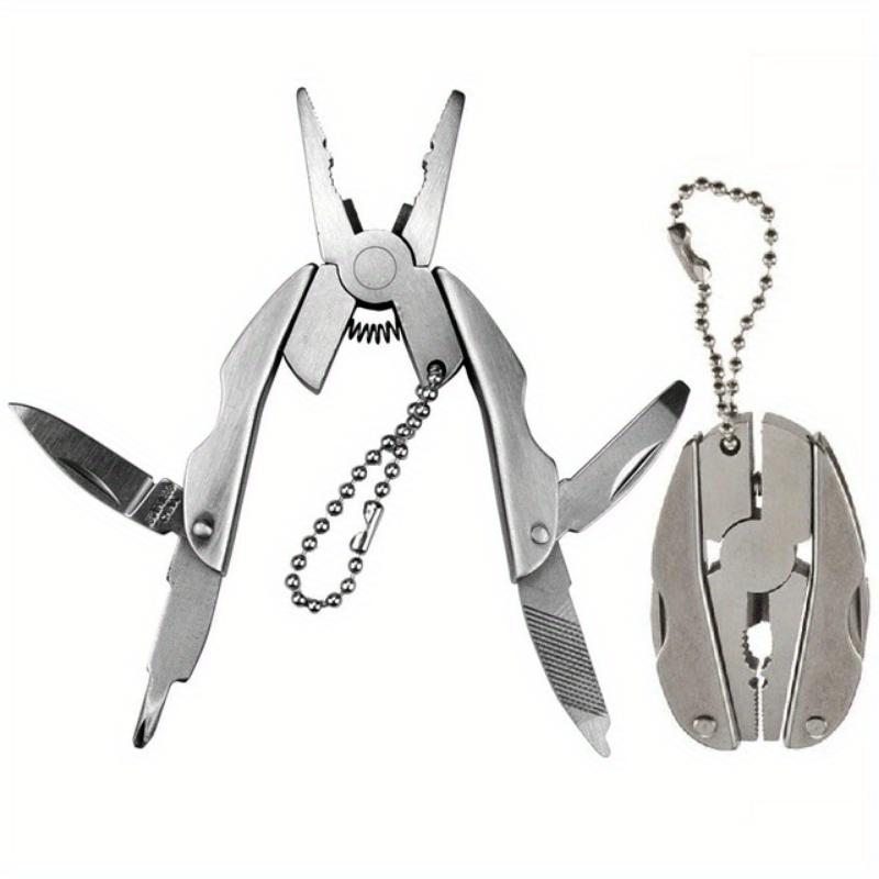 Mini Multifunctional Metal Tool Tongs, Stainless Steel Utility Knife with Key Chain, Suitable for Outdoor Use - Essential for Traveling Without Power