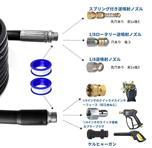 Richcat Polyvinyl Chloride (PVC) Pipe Cleaning Hose for Kärcher, Reverse Jet Extension High-Pressure Hose, 10m. Easily cleans PVC pipes and drainage t