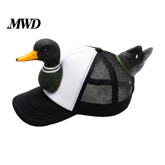 Simulated Duck Tail Cap Baseball Cap, Breathable Mesh Trucker Hat with 3D Embossed Wild Design, Casual Outdoor Headwear Adjustable Back Buckle Sun for A