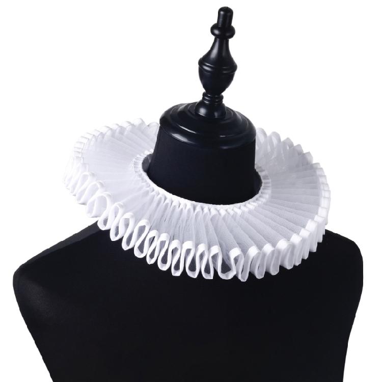 Clown Cosplay Choker Viktorianische Renaissance Rüschen Weißes Netz Falscher Kragen Abnehmbare Halskrause für Kinder Mädchen Halsbekleidung