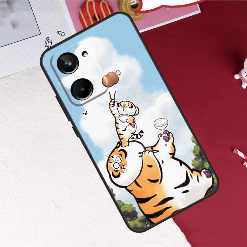 Cartoon Fat Tiger For Realme 14 10 11 12 13 Pro Plus C65 C67 C63 C61 C55 C51 C53 C35 C75 GT6 GT7 15 Pro Case