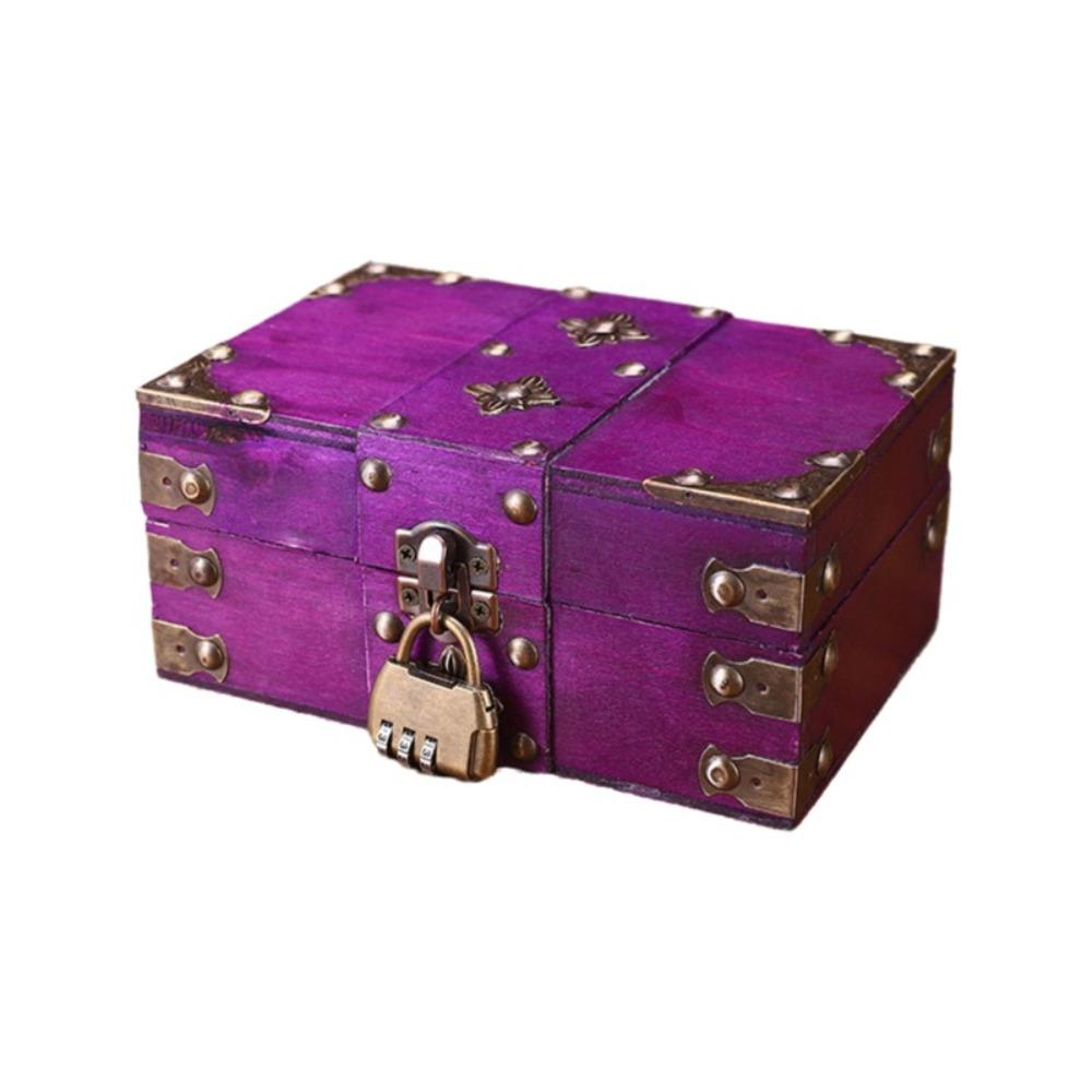 Vintage Jewelry Storage Box with a Lock Retro Style Desktop Organizer Collection Gift Box Home Use