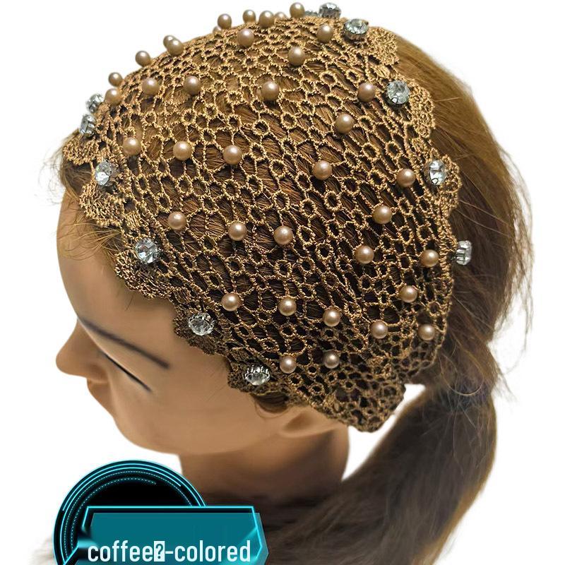 Wide-Brimmed Hollow Headband with Beads, Douyin Celebrity Style, Conceals White Hair, Versatile Headdress/Headscarf