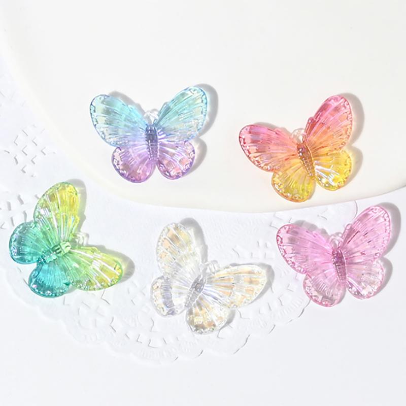 10pcs Acrylic Butterfly Beads Decoration Colorful Transparent Loose Spacer Beads for DIY Making Bracelet Necklace Accessory
