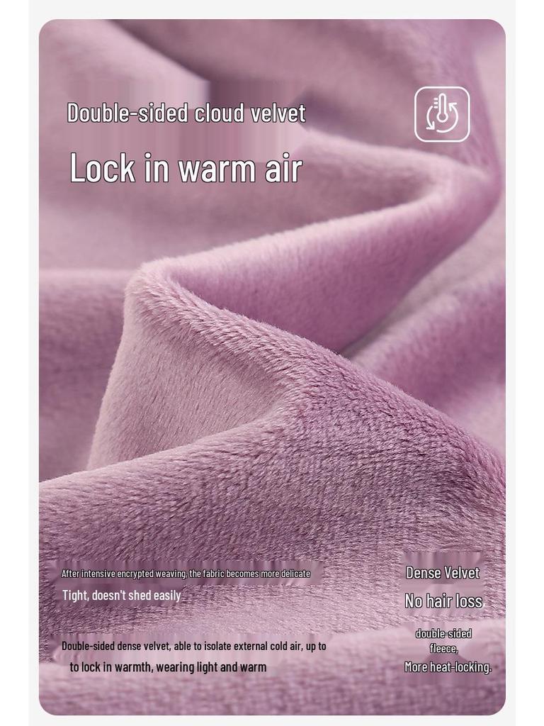 Women's Winter Fleece-Lined Pajamas – Thick Velvet Coral, Warm Plus Size Home Wear Set