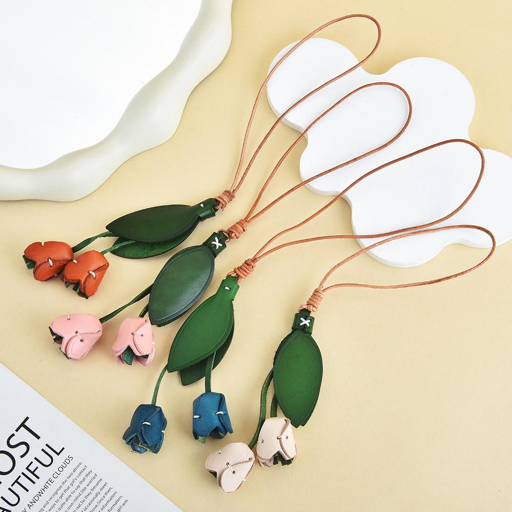 Läder Blomma Väska Berlock Med Handgjord Design För Modeaccessoarer