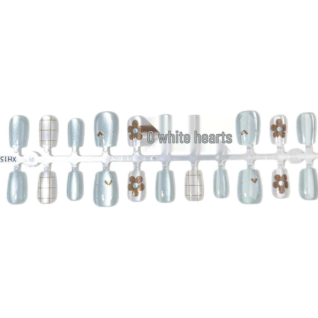 2025 Blue Cat Eye Floral Heart Gingham Nail Art Patches