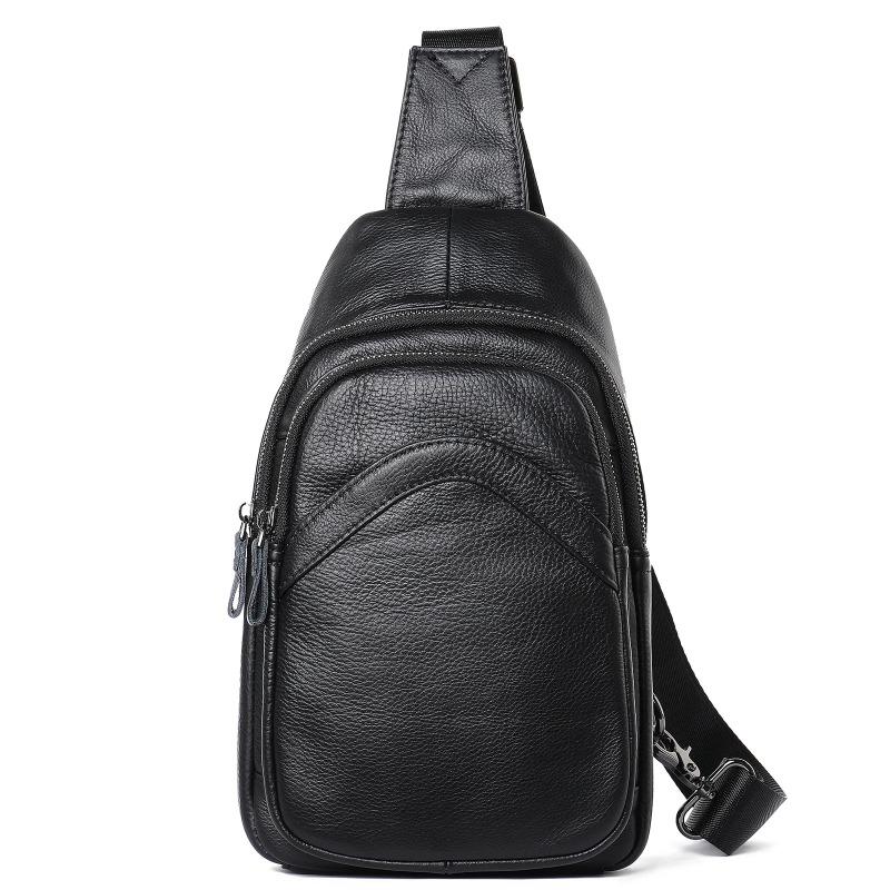 Men's Chest Bag, Genuine Leather Crossbody Bag, Men's Wear-resistant, Expandable, and Reduced Weight